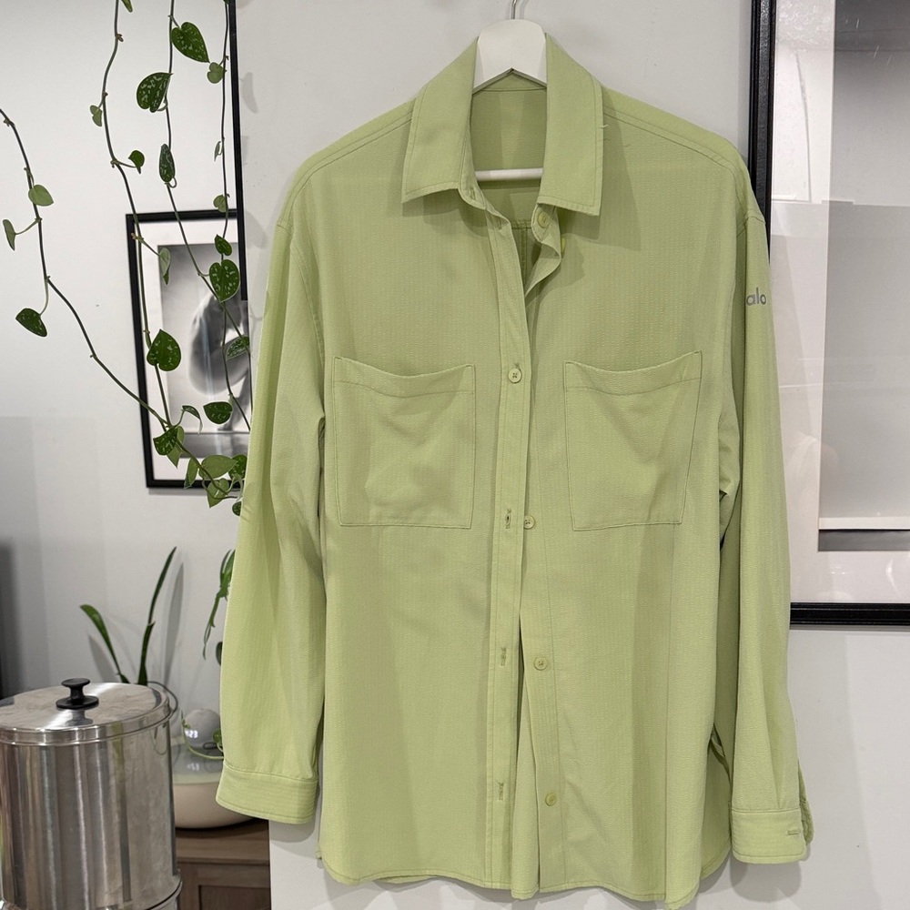 ALO Yoga Light Green Button-Down Shirt